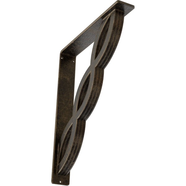 Ekena Millwork Loera Wrought Iron Bracket, (Triple center brace), Antiqued Pale Gold 2"W x 12"D x 15"H BKTM02X12X15TLOAPG - main
